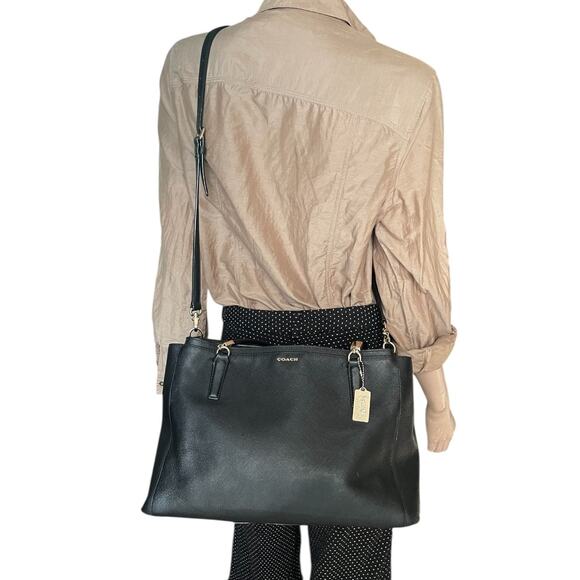 COACH 29422 Madison Christie Black Leather Gold Carryall Satchel Crossbody - Picture 9 of 11